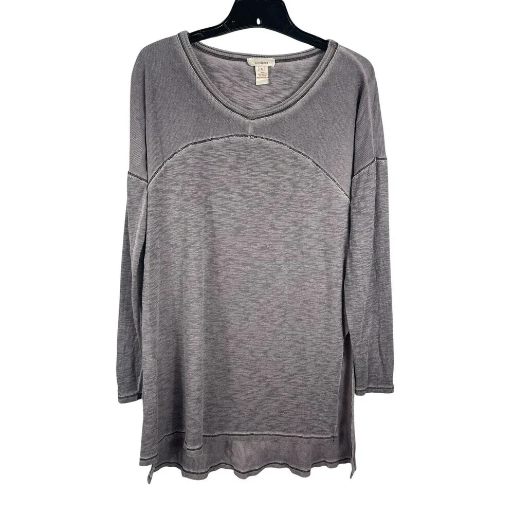 Sundance Grayish Purple Waffle Oversized Tunic Top S